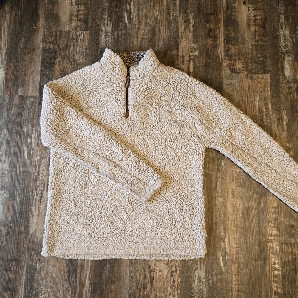Cozy Sherpa Gray Two-toned 1/4 Zip Jacket True Grit Active Medium Size